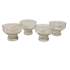 Clear Glass Dessert Pedestal Bowls Vintage Set of 4